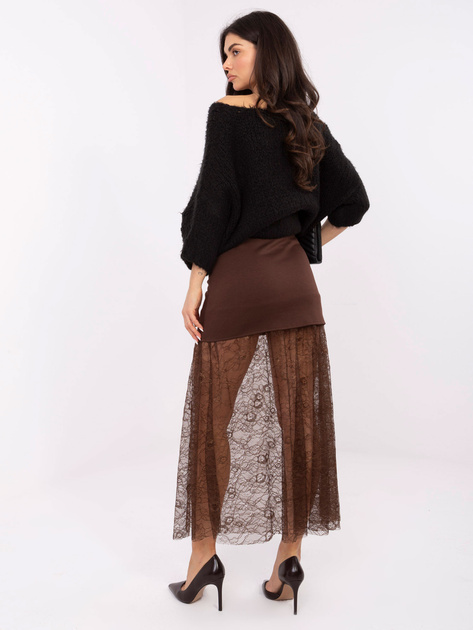 Brązowa maxi spódnica z rozkloszowanym dołem