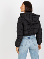 Hurt schwarze kurze Winterjacke mit abnehmbaren Ärmeln.