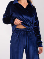 Hurt Granatowy welurowy komplet z bluzką