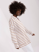 Hurtownia Biało-brązowa bawełniana bluzka oversize