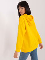 Hurtownia Ciemnożółta damska bluza kangurka z napisem