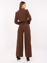 Brązowy elegancki komplet w jednolitym kolorze RUE PARIS