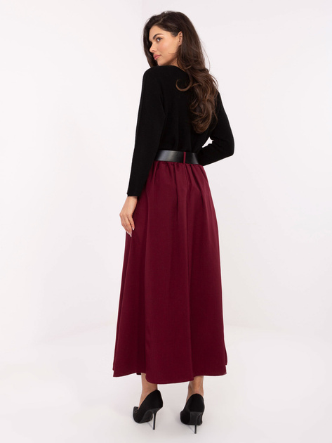 Bordowa garniturowa spódnica z paskiem