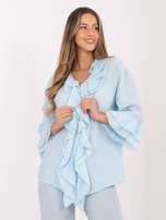 Jasnoniebieska damska koszula z marszczonego materiału