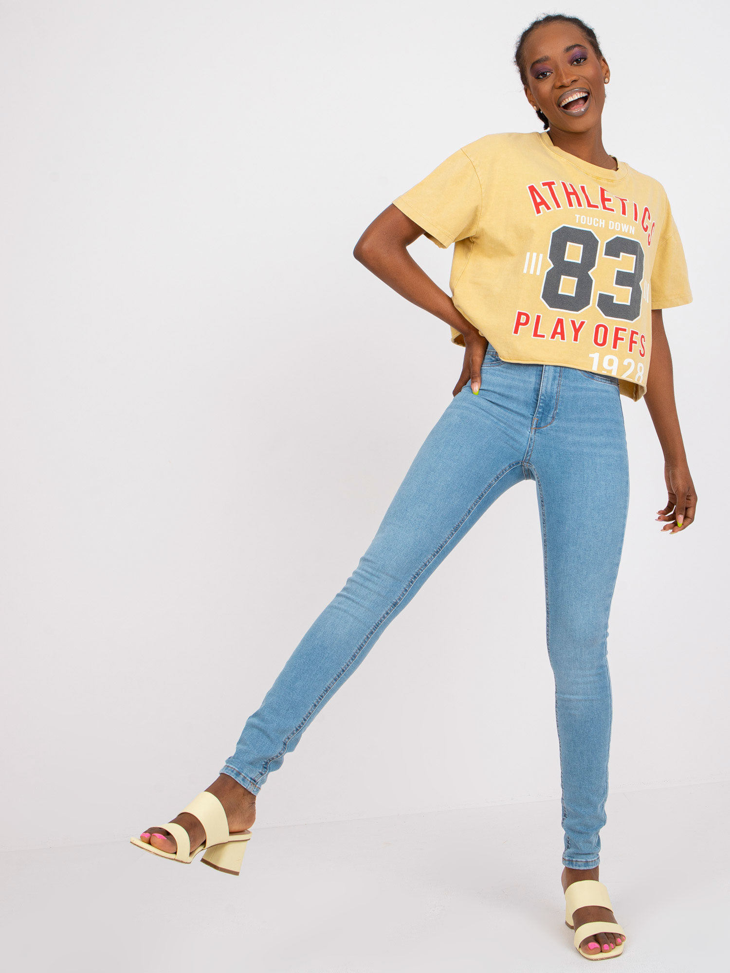 Modre ženske jeans hlače skinny fit RUE PARIS.