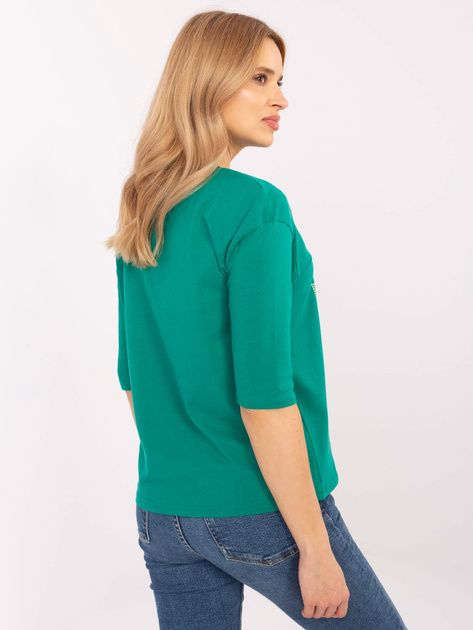 Hurtownia Zielona bawełniana bluzka z rękawem 3/4