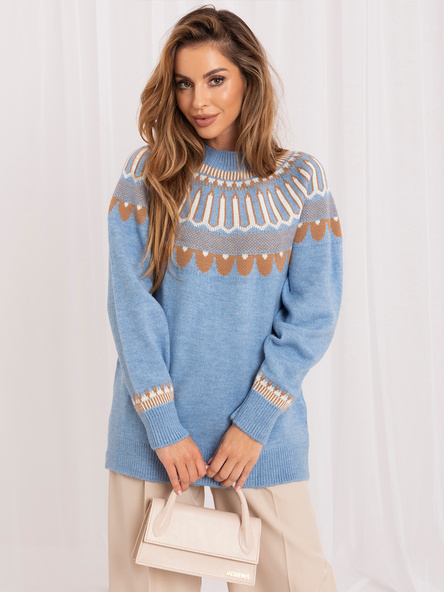 Großhandel Blaues klassisches Sweater mit Muster RUE PARIS.