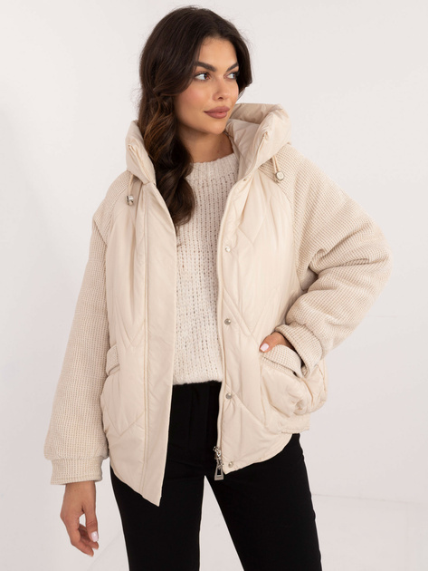 Hurt Jasnobeżowa przejściowa kurtka z sztruksowymi wstawkami