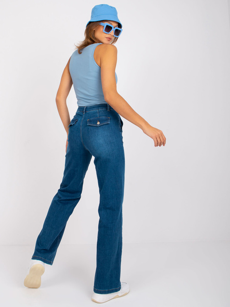 Brudnoniebieski top z okrągłym dekoltem basic Noelle