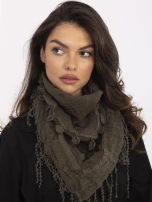 Khaki trójkątna chusta z bawełny