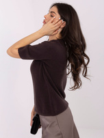 Czekoladowy miękki sweter z domieszką alpaki