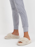 Hurtownia Szara miękka piżama welurowa ze spodniami 