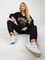 Hurt Czarny komplet dresowy o kroju oversize z nadrukiem