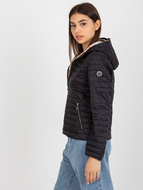 Hurt Czarna kurtka pikowana z kapturem