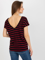 Hurt Czarno-czerwony damski t-shirt w paski BASIC FEEL GOOD