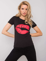 Czarny t-shirt z nadrukiem Tiziana OCH BELLA