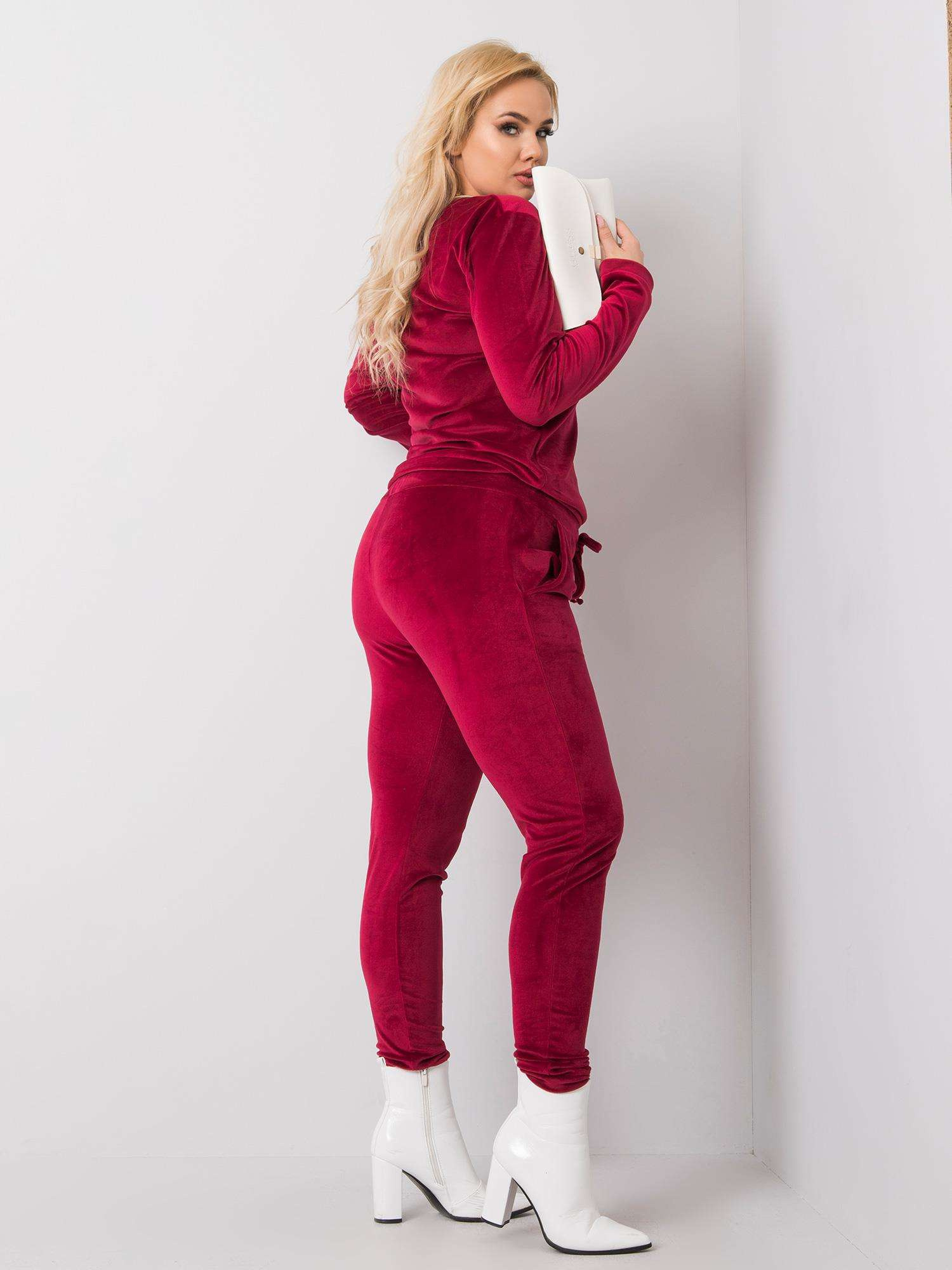 Bordo veliūrinis plus size komplektas Jeanne.