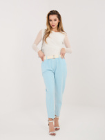 Jasnoniebieskie damskie spodnie cigarette z sztruksu