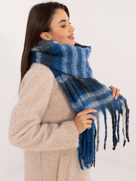 Hurt Ciemnoniebiesko-granatowy szal w kratę