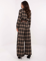 Czarne szerokie spodnie w kratę  