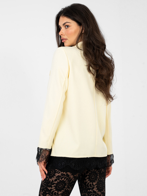 Pastelowa żółta jednorzędowa marynatka z koronką