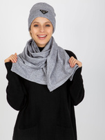 Hurtownia Szary komplet zimowy z szalikiem i czapką 