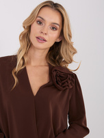Brązowa elegancka bluzka z gumką na dole