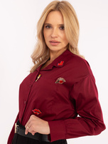 Hurt Bordowa rozpinana koszula damska z kołnierzykiem