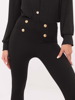 Hurt Czarne eleganckie legginsy z guzikami z przodu