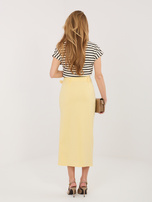Jasnożółta midi spódnica z rozcięciem RUE PARIS 