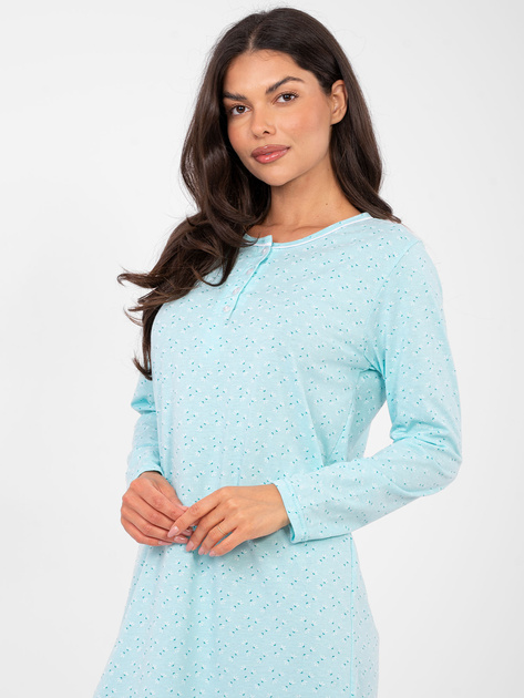 Miętowa nocna koszula z długim rękawem