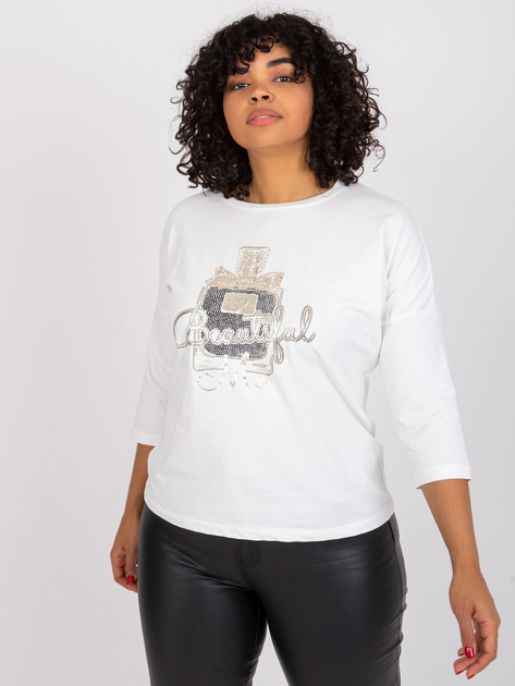 Ecru bluzka plus size z napisem bawełniana Vickey