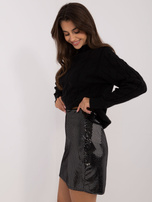 Hurt Czarno-srebrna damska spódnica mini z błyszczącą aplikacją