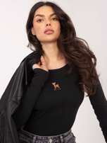 Czarna bawełniana bluzka z haftem 