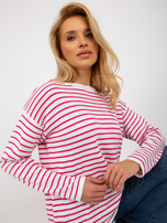 Hurt Biało-różowy sweter klasyczny w paski z wełną RUE PARIS