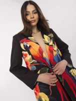 Czarna damska marynarka z kolorowym nadrukiem