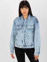 Hurt Niebieska damska kurtka jeansowa na zatrzaski 