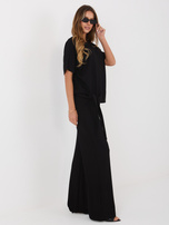 Czarny damski komplet z krótkimi rękawami