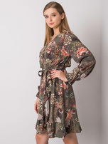 Khaki sukienka z dekoltem V Agnes OCH BELLA