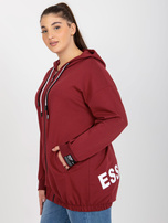 Hurt Bordowa rozpinana bluza plus size z nadrukiem z tyłu