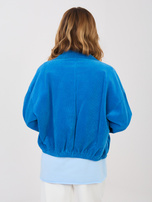 Ciemnoniebieska krótka kurtka z sztruksu RUE PARIS 