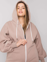 Ciemnobeżowa bluza plus size z kapturem Ella