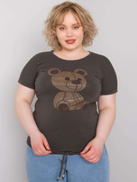 Ciemna khaki bluzka plus size z dżetami Luce