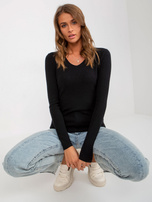 Hurtownia Czarny damski sweter klasyczny z wiskozą