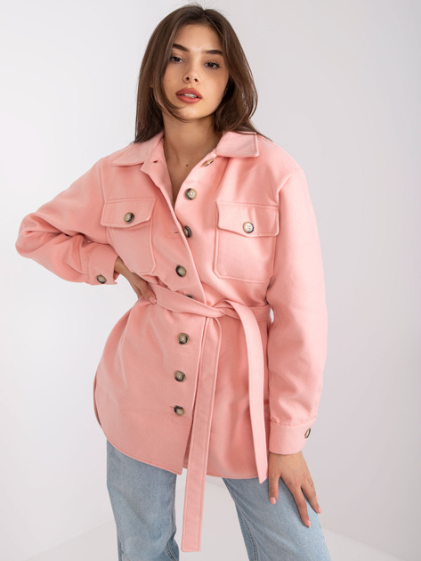 Różowa długa koszula z paskiem Olesia