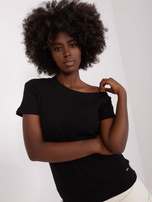 Hurt Czarna  bluzka basic z asymetrycznym dekoltem