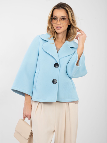 Jasnoniebieski piankowy płaszcz z kołnierzem