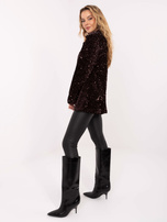 Dunkelbraune Paillettenjacke mit Knopfschluss RUE PARIS.
