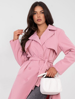 Light pink double-breasted trench coat with belt RUE PARIS.