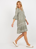Hurt Khaki Boho Kleid mit Mustern und Rüsche SUBLEVEL.
